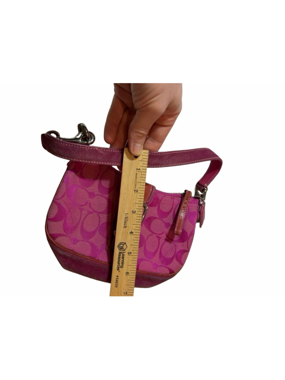 Vintage Y2K Coach Signature Hot Pink Suede Canvas Demi Shoulder Bag - Picture 6 of 11